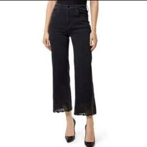 J Brand Joan High-Rise Crop In Moonlight Laser Lace black size 29